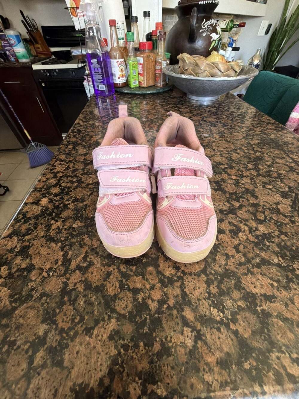 Unbranded Kids Pink LED Roller Shoes with Hook and Loop Closure